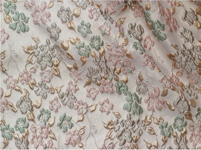 Jacquard Flower Fabric: Gold Embossed 3D Bubble Design, 55" Wide
