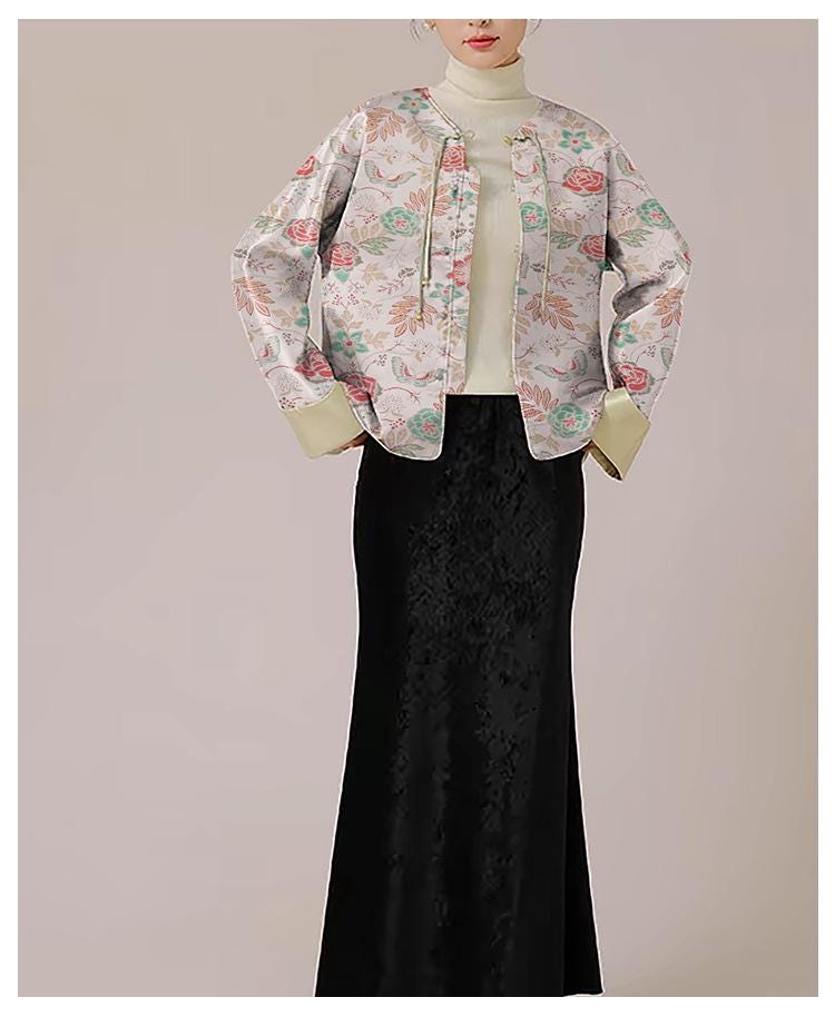 Tissu brocart jacquard à motifs floraux : pour la confection de kimonos japonais, largeur 142 cm (56 pouces).