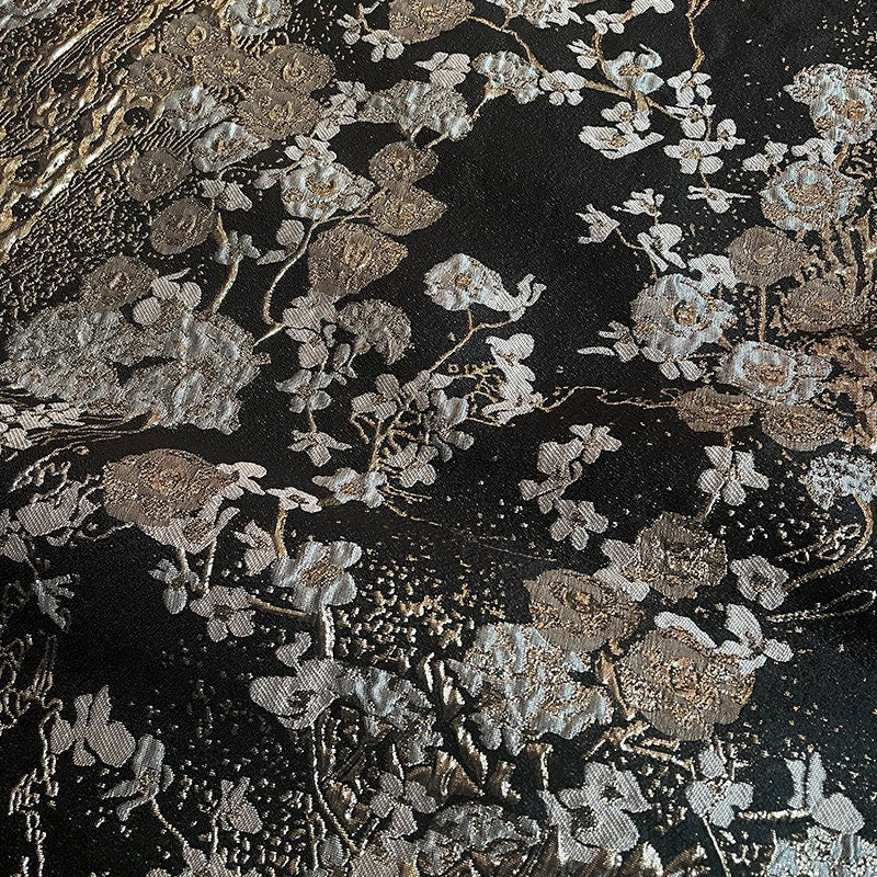 Metallic Floral Jacquard Fabric: 57" Wide Cotton Blend