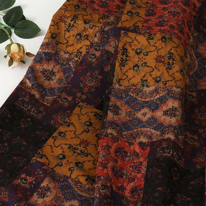 Bohemian Geometric Jacquard Tea Silk Satin Fabric: 59"W Upholstery & Costume