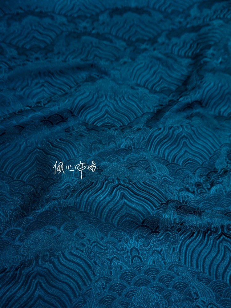 Ocean Waves Silk Rayon Brocade Fabric: Upholstery, Costume, Decor