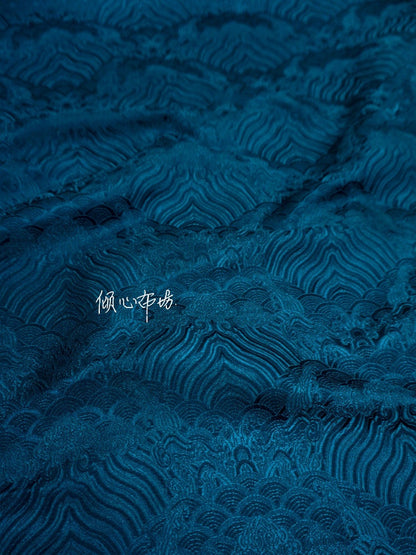 Ocean Waves Silk Rayon Brocade Fabric: Upholstery, Costume, Decor