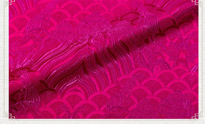 Tissu brocart de soie et rayonne à motif vagues océaniques : Jacquard traditionnel (29,5 po/75 cm)