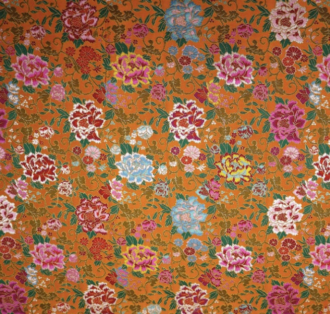 Peony Brocade Fabric: Chinese Jacquard for Cheongsam & Kimono (29"W)