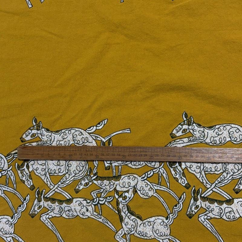 Tissu brodé à motif de cheval au galop (style japonais, lin, large)