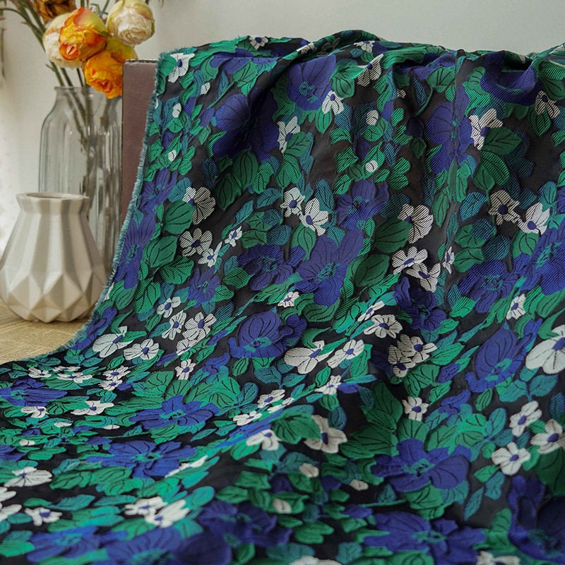 Floral Jacquard Fabric: 3D Embossed Reversible Woven Upholstery, Costume, Sewing (63"W By 1 yard)
