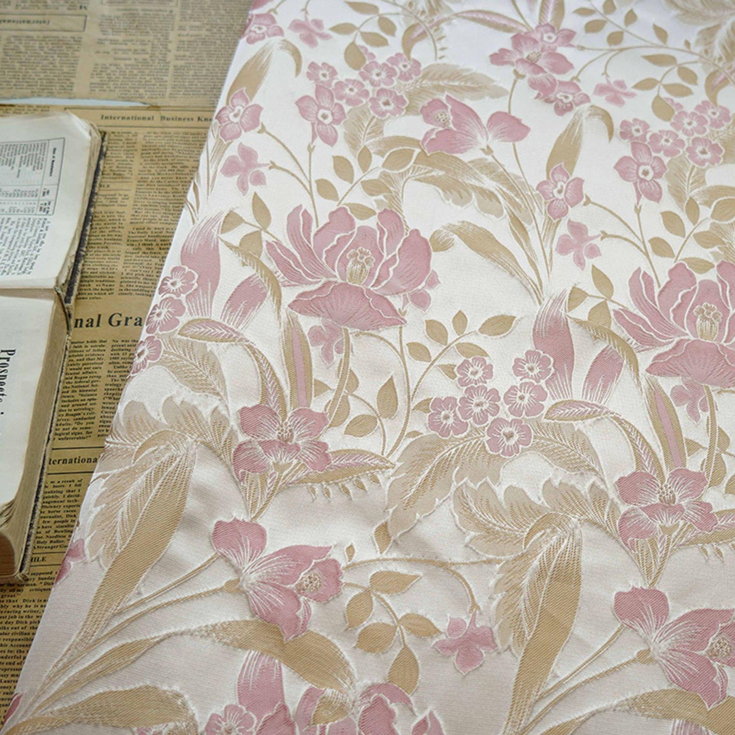 Lotus Brocade Satin Fabric: 60" Wide Chinese Style Sewing Material