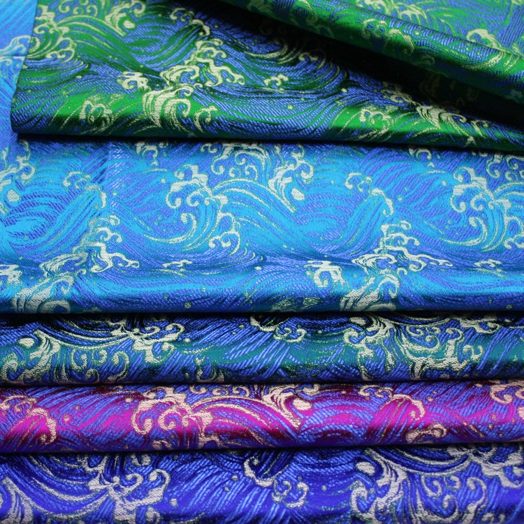Ocean Waves Silk Rayon Brocade Fabric - 29.5"/75cm