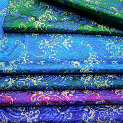 Ocean Waves Silk Rayon Brocade Fabric - 29.5"/75cm