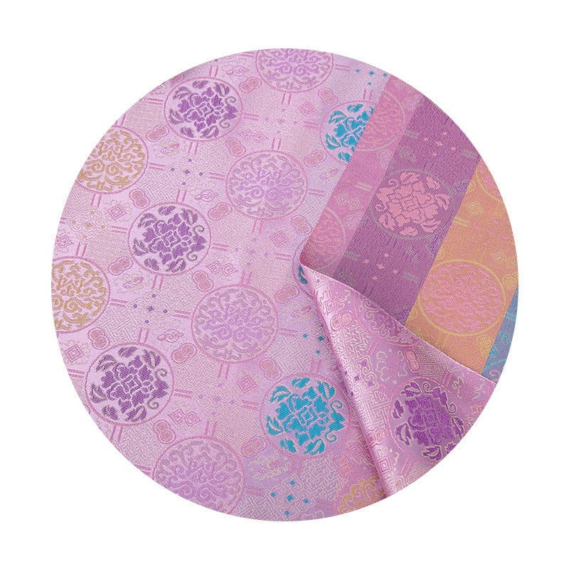 Tibetan Brocade Fabric: Lilac Lotus Pattern Rayon for Sewing & Upholstery