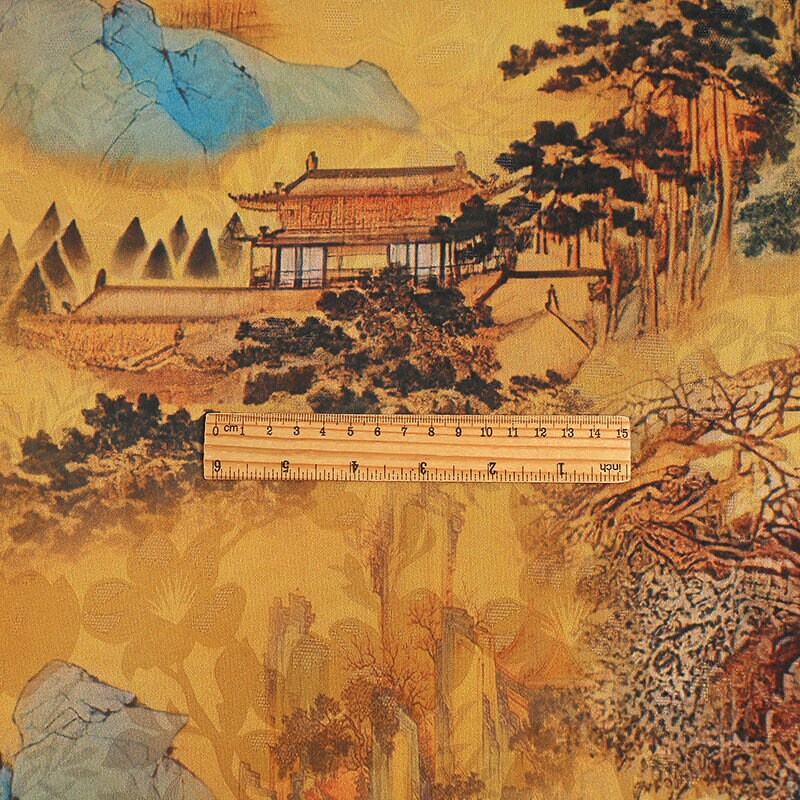 Tissu de soie peint de la dynastie Tang : gaze de Canton gambierée (59"L)