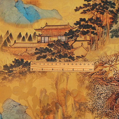 Tissu de soie peint de la dynastie Tang : gaze de Canton gambierée (59"L)