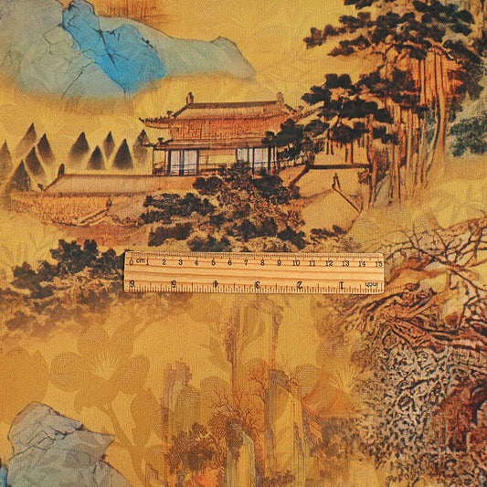 Tissu de soie peint de la dynastie Tang : gaze de Canton gambierée (59"L)