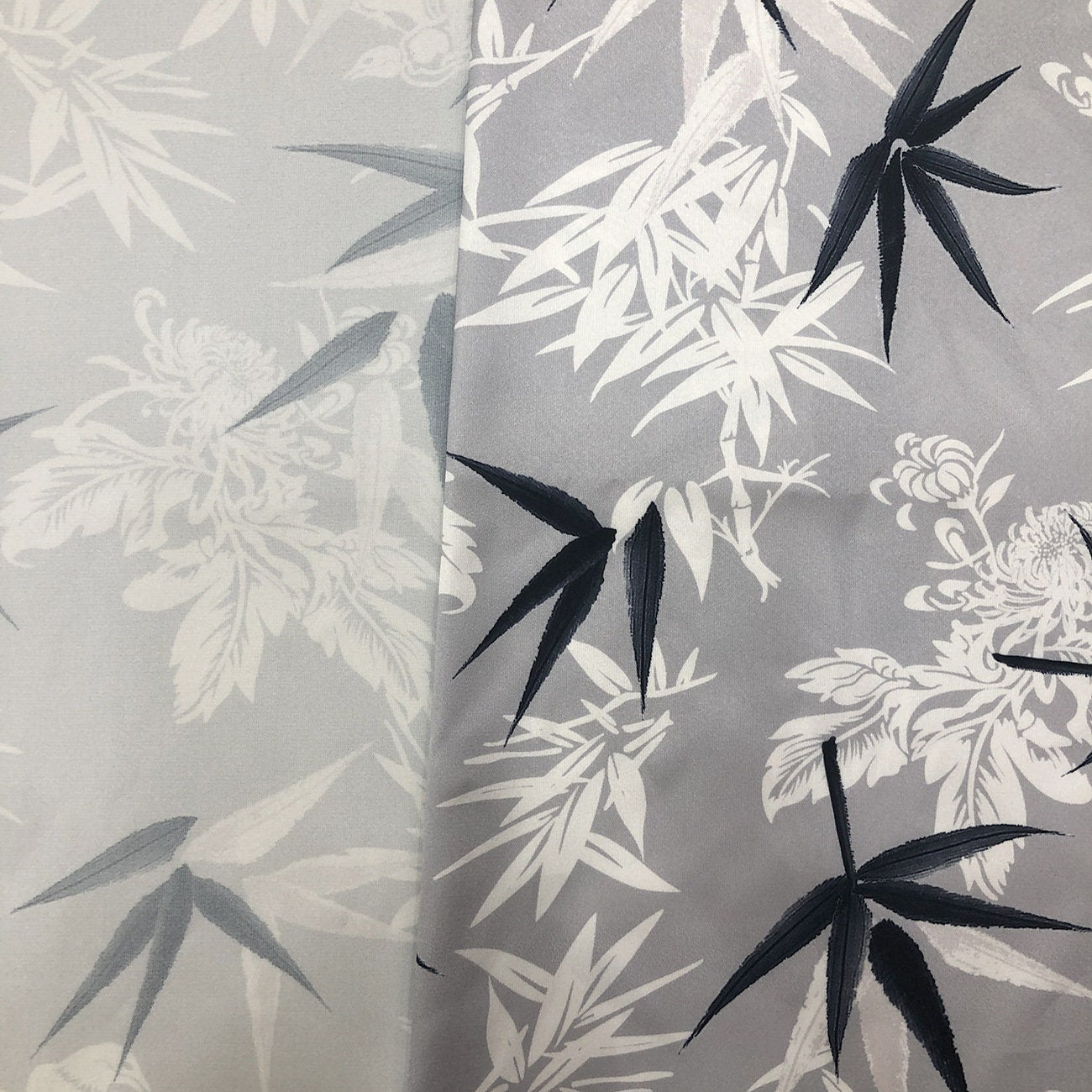 Bamboo Print Satin Fabric: 59"W Polyester Blend, Dressmaking Material
