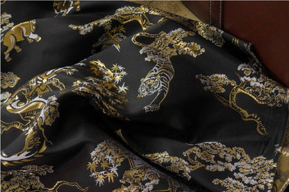 Gold Thread Jacquard Fabric: 3D Embossed Woven Material, 63"W