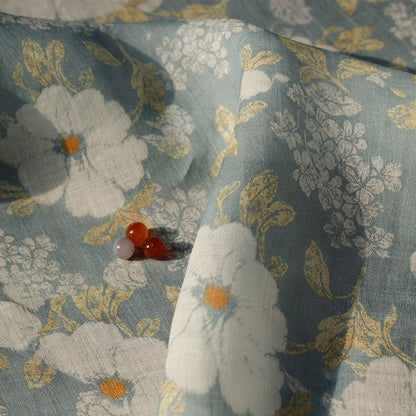 Floral Ramie Fabric: Vintage Style Sewing Material, 55"W