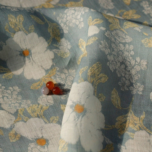 Floral Ramie Fabric: Vintage Style Sewing Material, 55"W