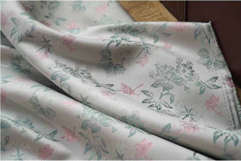 Floral Jacquard Fabric With Gold Thread: 60" Wide, Upholstery & Drapery
