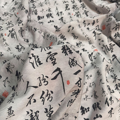 Tissu Tencel Ramie : imprimé calligraphie chinoise, matériel de couture