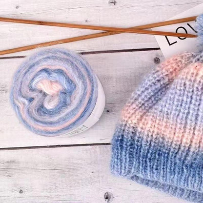 Fil de soie mohair teint à la main arc-en-ciel : dentelle légère (50 g 100 m)