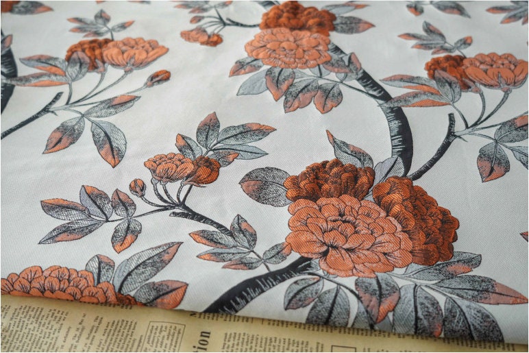 Retro Floral Jacquard Fabric: 3D Designer Upholstery, Costume, Decor