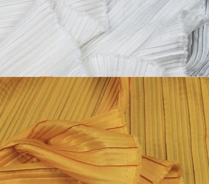 Gilt Pleated Fabric: Hard Yarn Designer Material, 55" Wide