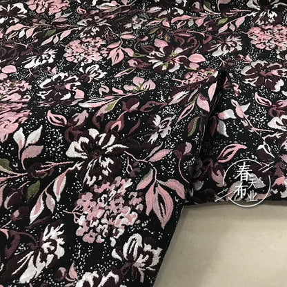 Autumn Floral Jacquard Fabric: Thick Stiff Upholstery, Costume, Decor