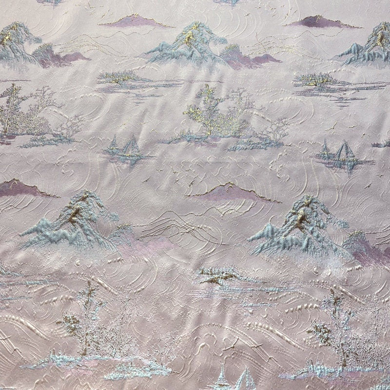 Gold Thread Jacquard Fabric: 3D Texture Upholstery, 56" Wide