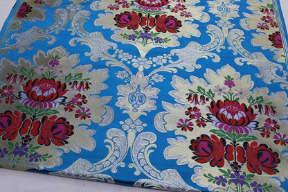 Tissu brocart de soie : motif floral pivoine dahlia, 74 cm de large, tissu de mariage