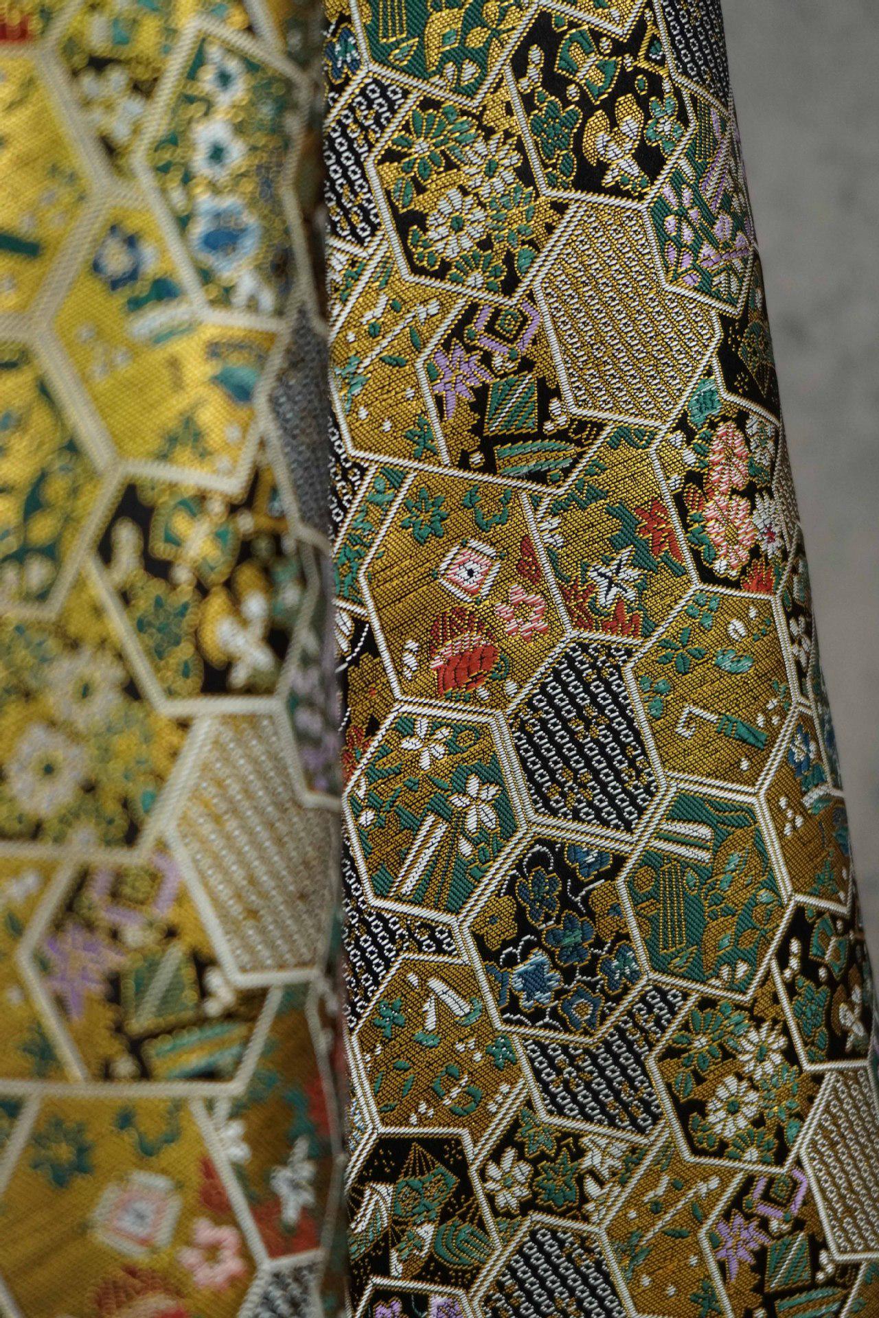 Gold Brocade Jacquard Fabric: Tortoise Shell Pattern, Luxury Upholstery