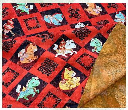 Diamond Jacquard Rayon Fabric ��� Horse Mot" Wide