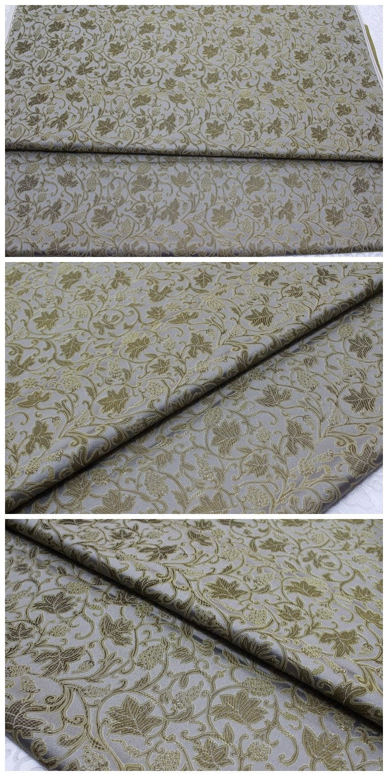 Gray Grape Brocade Fabric: Silk Rayon Blend, 29.5" Wide