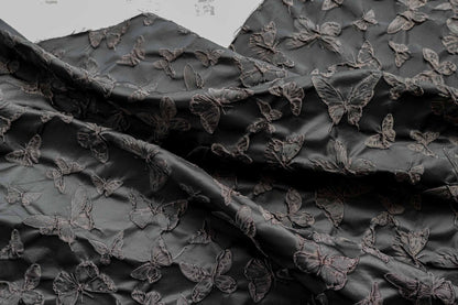 Black 3D Butterfly Jacquard Fabric: Upholstery, Drapery, Wall Decor - 55" Wide