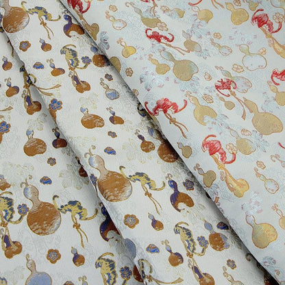 Gourd Brocade Fabric: Red Fortune Design, Cheongsam, Costume, Decor - 59"W