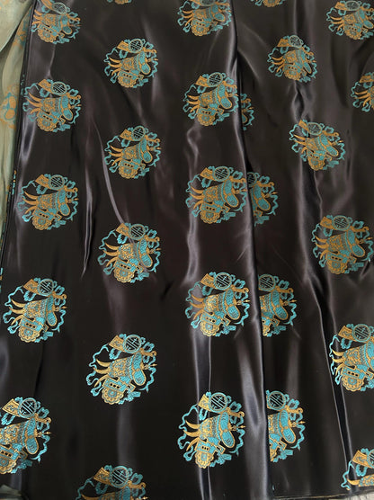 Dragon Brocade Fabric: Colorful Jacquard Satin, 35"W Home Decor