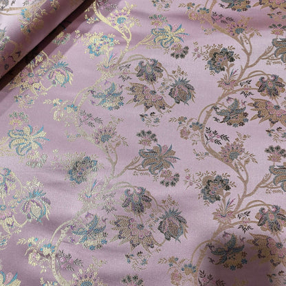 Tissu brocart floral rose : matériau de couture en rayonne de 150 cm de large