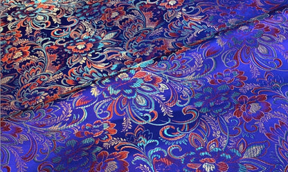 Tissu brocart de soie à motif pivoine : 45 pouces de large, tissu de couture et de matelassage chinois