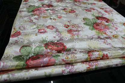Silk Brocade Fabric: Peony Floral Design, Chinese Wedding Fabric