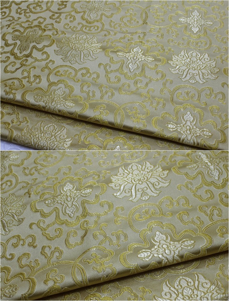 Tissu brocart à médaillon chinois : mélange soie-rayonne de 150 cm de large