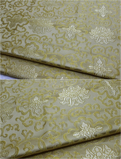 Tissu brocart à médaillon chinois : mélange soie-rayonne de 150 cm de large