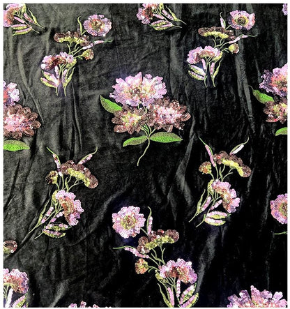 49"W Embroidered Velvet Fabric by the Yard ��� Soft Plush Material for Sewing, Upholstery &