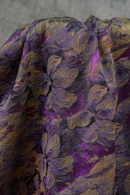 Tissu jacquard à motif floral : fil de rayonne doré, largeur 160 cm, pour matelassage d’ameublement