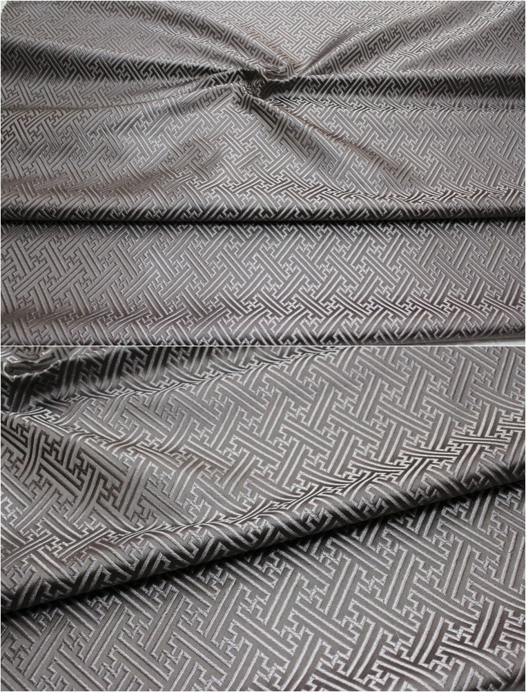 Chinese Brocade Fabric: Fret Pattern Silk Rayon Blend, 29.5" Wide