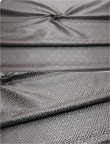 Chinese Brocade Fabric: Fret Pattern Silk Rayon Blend, 29.5" Wide