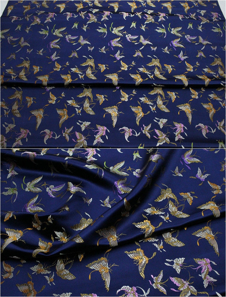 Butterfly Floral Silk Brocade Fabric: 29.5"W Rayon Blend, Costume & Decor