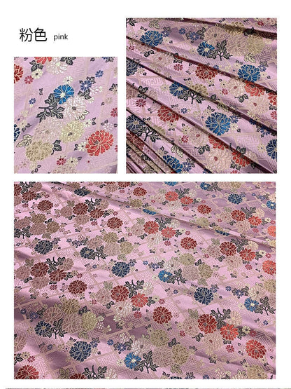 Silk Brocade Fabric: Japanese Floral Design, Upholstery & Sewing