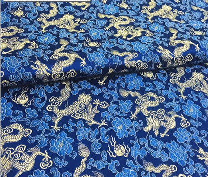 Tissu brocart de soie bleu royal : matériau de couture d’ameublement traditionnel
