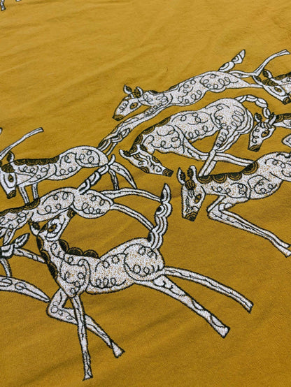 Tissu brodé à motif de cheval au galop (style japonais, lin, large)