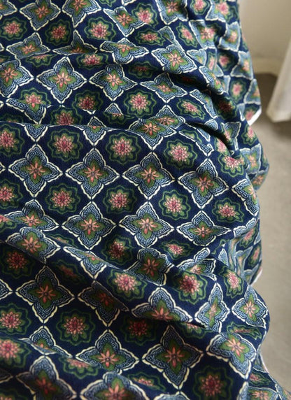 Japanese Cotton Fabric: Lattice Floral Print, Kimono Dress Fabric