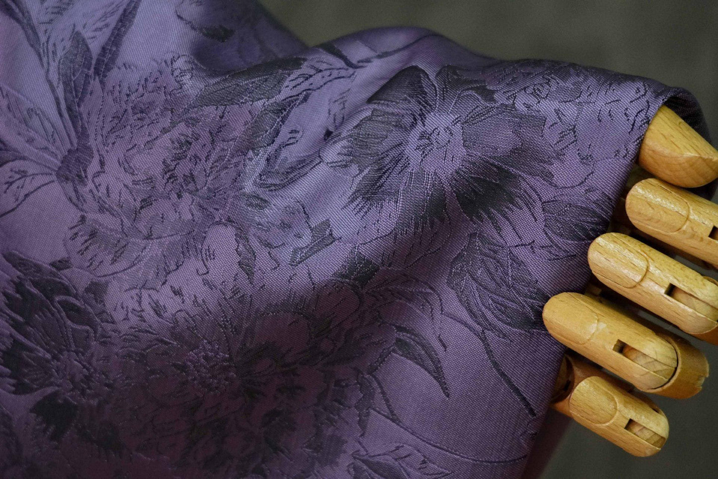 Nishijin Woven Brocade Fabric: Gold Thread Purple Jacquard, 62" Wide - Poppylollipop